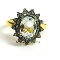 AQUA DIAMONDS ANTIQUE ring in 925 sterling silver , star shape pave setting diamond , wedding ring , Aquamarine gemstone , gift for her..... AQUA DIAMONDS ANTIQUE ring in 925 sterling silver , star shape pave setting diamond , wedding ring , Aquamarine gemstone , gift for her.....