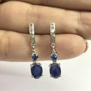 BLUE SAPPHIRE DROP Earrings, 925 Sterling silver,Dangle Earrings ,September Birthstone , Beautiful Gift for your loved ones, Wedding Gift ..