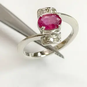 DAINTY RING RUBIES , Ruby Diamonds Rings ,July Birthstone ,Wedding Gift ,pinkish red ruby gemstone handmade jewellery in sterling silver