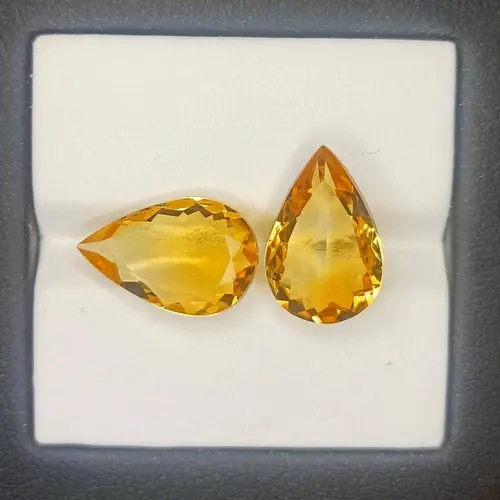100% Natural Citrine, Merchant Stone of Wealth, Pear Shape pair, Loose gemstone, 8 Carat 15x10x5 MM, Unheated And Untreated for earing