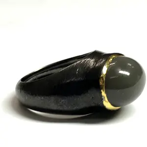 MEN Ring BLACK MOONSTONE,925 sterling silver,Grey Moonstone,June Birthstone ,Cabochon Moonstone ,Lovely Gift For Loved Ones,fathers day gift