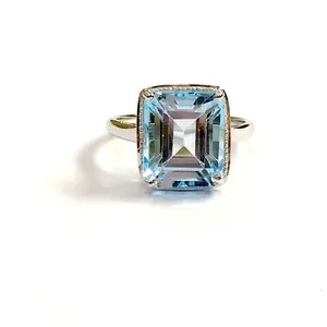 Natural BLUE TOPAZ RING , December Birthstone , Hand Forged Ring ,Small False Grain ,Fine jewelry, Valentine Gift
