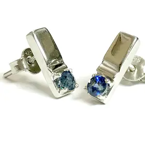 TINY BLUE SAPPHIRE Stud Earrings, 925 Sterling silver,  Small Earrings , September Birthstone , Beautiful Christmas Gift for your loved ones