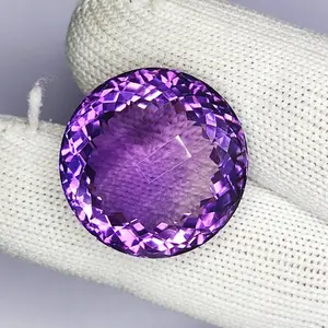 48.70 Carat 100% Natural Unheated Untreated Top Color Purple Amethyst Round Shape Cut Loose Gemstone 23x23x16 MM For Making of Jewelry,