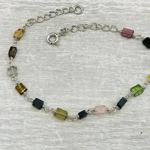 TOURMALINE Beads Bracelets , OCTOBER birthstone , Wedding Gift for her ,Natural Tumble Beads ,Multi Tourmaline