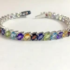 7.25 inches MULTI STONE BRACELET , single line Bracelet , 925 sterling silver , Wedding Collection , Bridal Gift .......