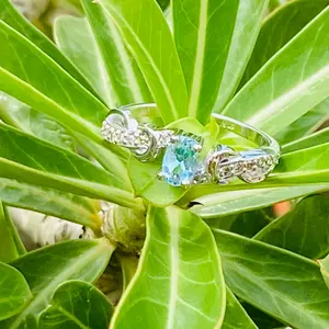 AQUAMARINE WEDDING BAND Studded with Diamond ,Oval Cut ,March Birthstone,Promise Ring ,Gift for Her.