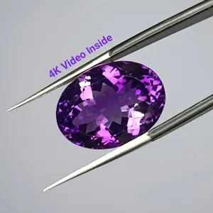 16.50 Carat 100% Natural Unheated Untreated Top Color Purple Amethyst Oval Shape Cut Loose Gemstone 18x14x11 MM For Making of Jewelry,