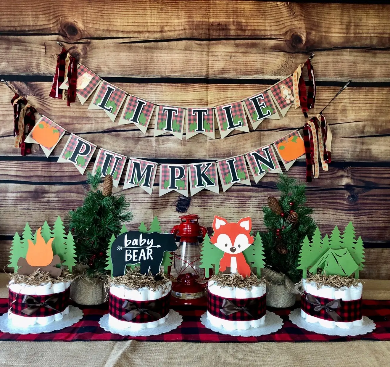 Woodland baby shower decorations, lumberjack baby shower theme