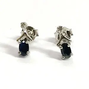 BLUE SAPPHIRE DIAMONDS Tiny Stud earrings , September birthstone ,Natural Diamonds,Blue earrings,Natural Sapphire,Gift for loved ones ..