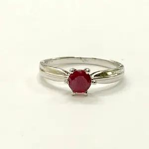 RUBY RING,925 sterling Silver ,July Gemstone Birthday gift , 5 mm round , Christmas jewelry ,promise ring for her , Love Gemstone ......