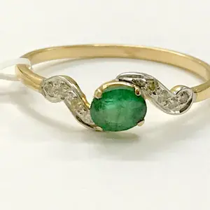 EMERALD DIAMOND 14K Gold Ring , May Birthstone , Engagement Ring ,Eternity Ring ,Promise ring for her