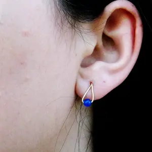 Stud Earrings, Jade Earrings, Gold Filled Earrings, Drop Delicate Earrings, Blue Jade Earrings,