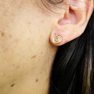 Gold Spiral Earrings, Stud Spiral Earrings, Gold Post Earrings, Gold Filled Earrings, Circle Earrings,