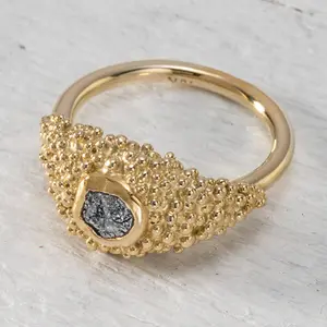 Raw Diamond Engagement Ring, Fine Jewelry, 22K Gold Ring, Rough Natural Diamond, Yellow Gold, Diamond Ring, Proposal Rin