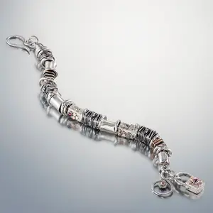 Mixed Metal Bracelet, Silver & Gold Bracelet, Gold Bracelet, Garnet Bracelet, Artisan Jewelry, January birthstone