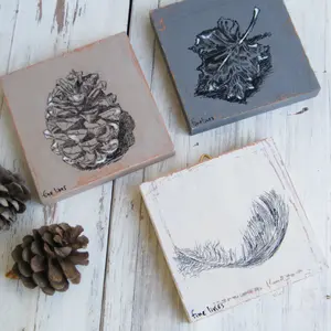 Miniature pictures, set of 3, Nature pictures, Print on wood, Rustic home decor, Housewarming gift, Farmhouse decor