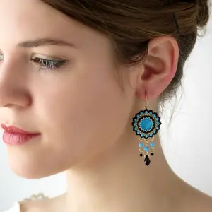 Bohemian Turquoise Chandelier Fashion Drop Beaded Earrings
