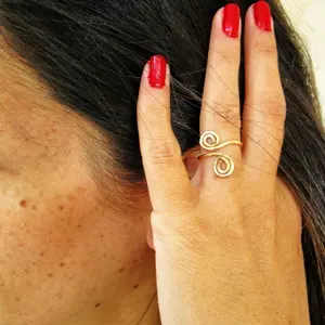 Gold Filled rings for women, Spiral Adjustable Ring, Hand Hammered Rings, Boho Rings,