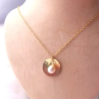 Gold Pearl Necklace Fresh water pearl & delicate gold chain Minimalist An everyday that will fit a classic - Holiday Gift - Black Friday