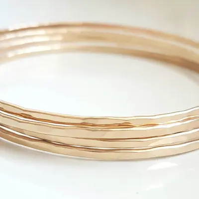 3mm Wide Gold Filled Bangle Bracelet - 14K Yellow Gold Filled - Simple Classic Everyday Jewelry - Stacking Bangle - Bridesmaid gift