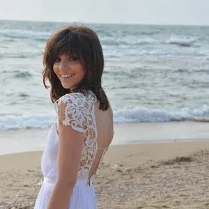 Boho wedding dress, embroidery collar, open back wedding dress