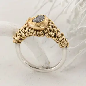 Raw Diamond Ring - Raw Stone Engagement Ring, Rough Diamond Ring, Bohemian Wedding Ring, Promise Ring For Her,  Unique Engagement Ring