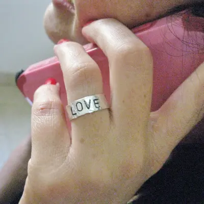 Sterling Silver love Ring, Love ring, Adjustable Ring, Sterling Silver Ring, Letter Ring, Open Ring, Hammered Ring.