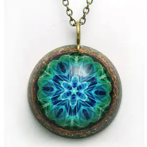 Gift/Water Glow Mandala/Bkue Orgone Pendant/Orgone Necklace/harmonizing jewelry/Mandala orgone energy pendant/EMF protection/orgoneite