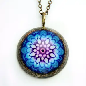 Blue harmony mandala orgone pendant/EMF protection/Orgone energy pendant/mandala chain /sacredgeometry/healing jewelry/Emf protection
