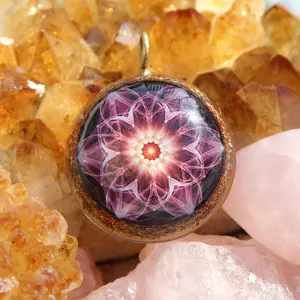 Pink flower Mandala/ valentine's day gift/Orgone Pendant/Orgone Jewelry/harmonizing jewelry/Mandala orgone energy pendant/EMF protection
