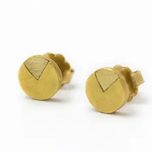 18k Gold stud earrings,Geometric earrings, Post earrings, Bridal earrings, Minimal earrings, Dainty gold stud, Gift for her, Fine jewelry