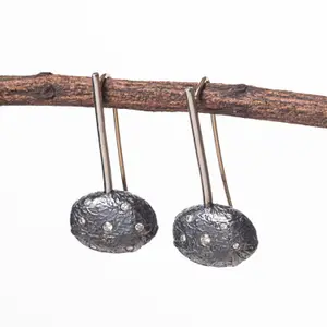 Diamonds earring, Long dangel earrings, Oxidized silver earring, Drop earrings,Silver earrings,Geometric earrings Gift for her,Passover gift