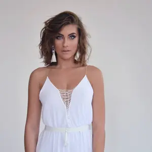 chiffon wedding dress, slit wedding dress, V neck wedding dress, boho wedding dress, simple wedding dress