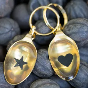 Golden Teaspoon keychain, teaspoon heart shape keyholder