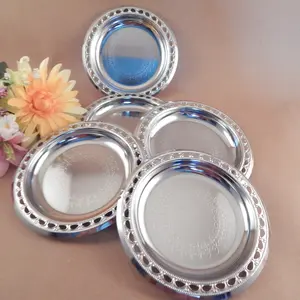 Coasters Ornate Silver Plated Trays Set of Five  Barware Vintage 1980s Beverage Serving Accessory Multi-Purpose Tableware