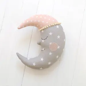 Happy moon in pink Nursery / Kids Rooms Pillow