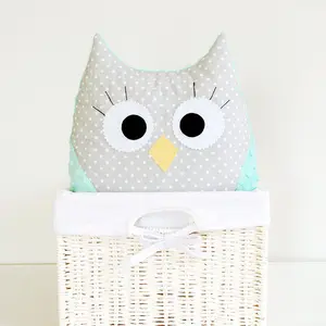 Happy owl in grey and blue Nursery / Kids Rooms Pillow