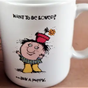 Mug Buy a Puppy Coffee Cup Vagabond Creations Papel Inc. Vintage 1970s Ceramic Drinkware