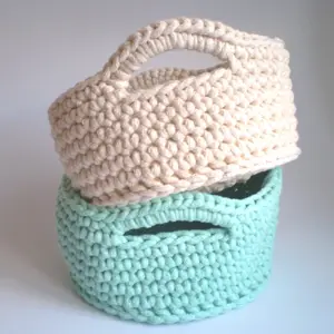 Hand knitted crochet basket