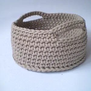 Hand knitted big storage crochet basket