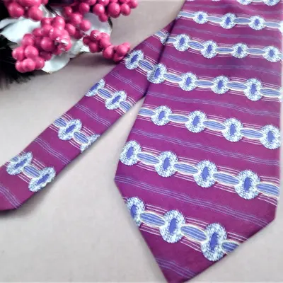 Mens Neck Tie Kenneth Cole Designer Silk Tie Red Gold Blue Geometric Stripe Necktie Vintage Mens Business Suit Formal Accessory Neckwear