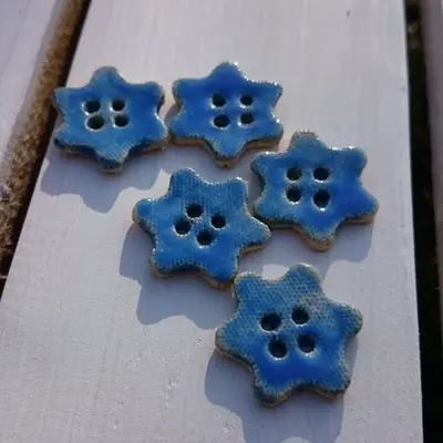 Handmade Ceramic Buttons Set of Six - Navy Blue