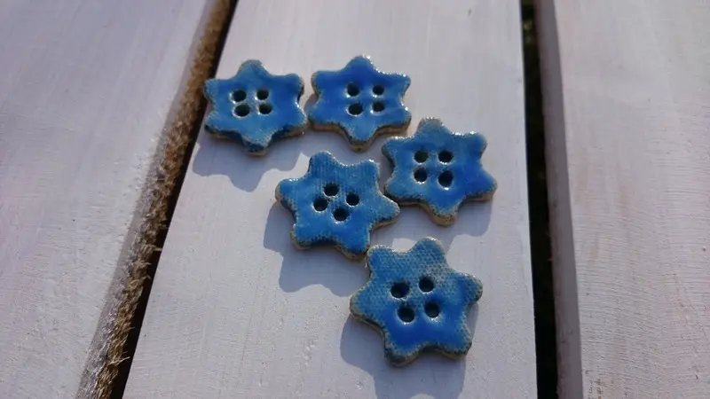 Handmade Ceramic Buttons Set of Six - Navy Blue Handmade Ceramic Buttons Set of Six - Navy Blue