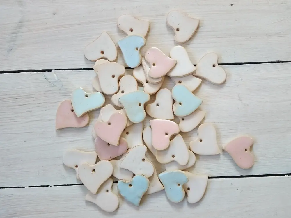 Handmade ceramic Pendant, set of six pendants, heart shape Handmade ceramic Pendant, set of six pendants, heart shape
