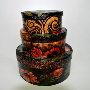 OOAK Nesting set of Boxes Pyrographed with Poppies