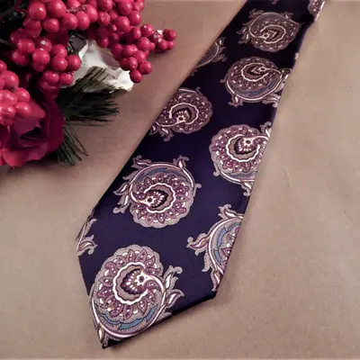 Mens Necktie Silk Tie Pierre Cardin Black and Brown Paisley Neckwear Vintage Mens Apparel Business Suit Formal Accessory