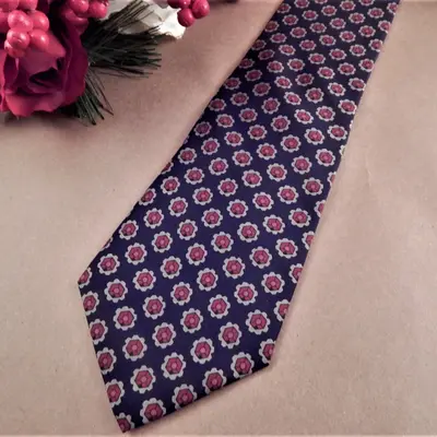 Mens Necktie Silk Tie Mallory Church Black and Burgundy Geometric Dots Neckwear Vintage Mens Apparel Business Suit Formal Accessory