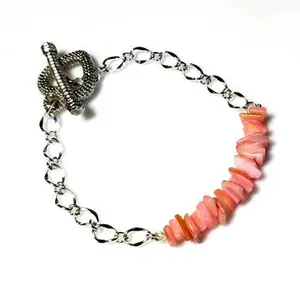 Boho Bracelet Boho Chic Pink Gemstone Bracelet, Rhodonite, Romantic, Natural Stone, Silver Chain Jewelry, Bohemian jewelry, Beaded Layered