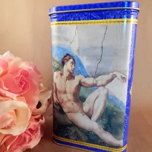 Metal Storage Box Michelangelo's Creation of Adam Renaissance Art Vatican Collection Sistine Chapel Rome Travel Souvenir Tin Canister